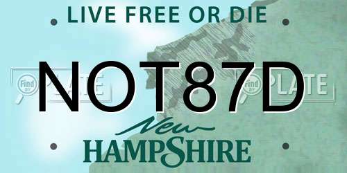 NOT87D New Hampshire License Plate