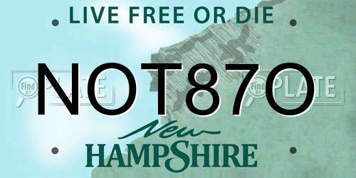 NOT87O New Hampshire License Plate