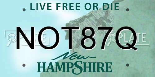 NOT87Q New Hampshire License Plate
