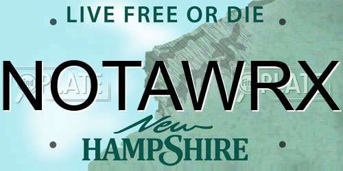 NOTAWRX New Hampshire License Plate