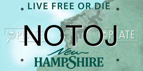 NOTOJ New Hampshire License Plate