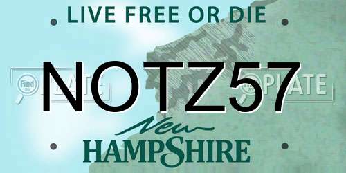 NOTZ57 New Hampshire License Plate