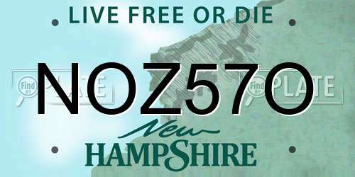 NOZ57O New Hampshire License Plate