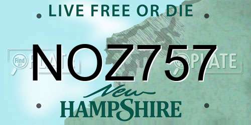 NOZ757 New Hampshire License Plate