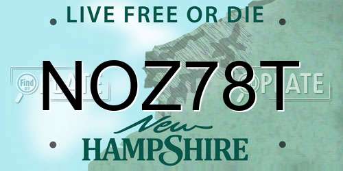 NOZ78T New Hampshire License Plate