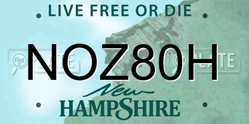 NOZ80H New Hampshire License Plate