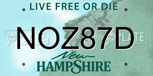 NOZ87D New Hampshire License Plate