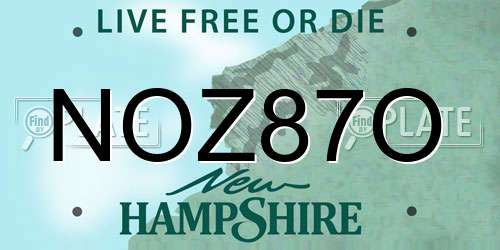 NOZ87O New Hampshire License Plate