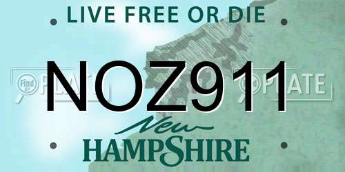 NOZ911 New Hampshire License Plate