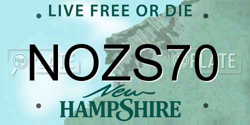 NOZS70 New Hampshire License Plate