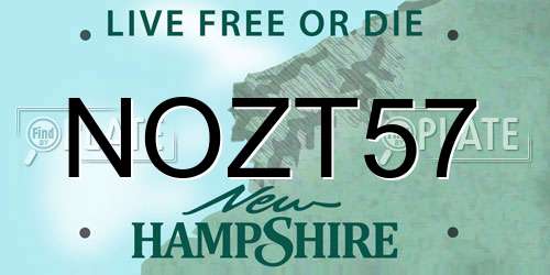 NOZT57 New Hampshire License Plate