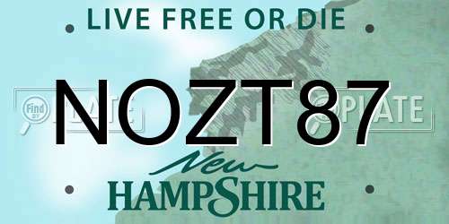NOZT87 New Hampshire License Plate