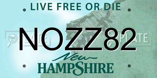 NOZZ82 New Hampshire License Plate