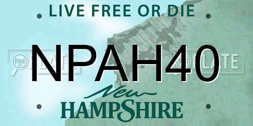 NPAH40 New Hampshire License Plate