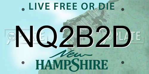 NQ2B2D New Hampshire License Plate