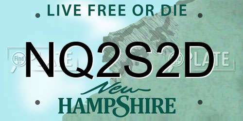 NQ2S2D New Hampshire License Plate