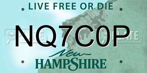 NQ7C0P New Hampshire License Plate