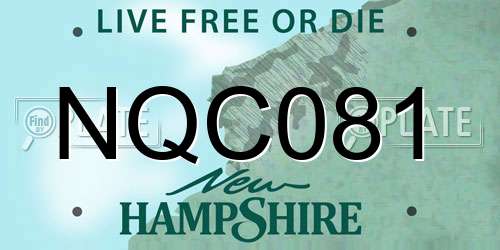 NQC081 New Hampshire License Plate