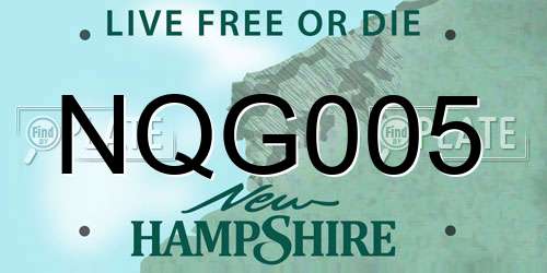 NQG005 New Hampshire License Plate