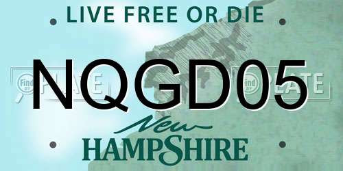 NQGD05 New Hampshire License Plate