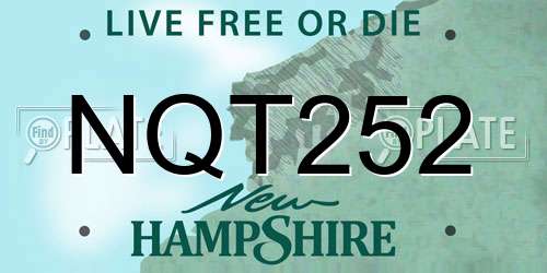 NQT252 New Hampshire License Plate