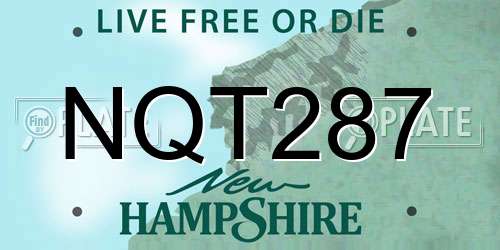 NQT287 New Hampshire License Plate