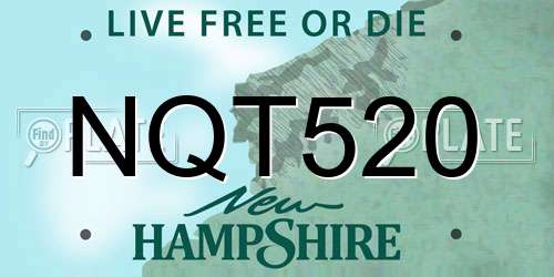 NQT520 New Hampshire License Plate