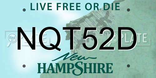 NQT52D New Hampshire License Plate