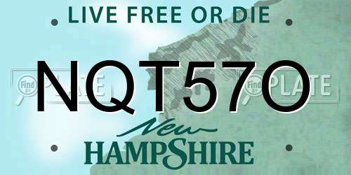 NQT57O New Hampshire License Plate