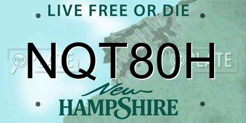 NQT80H New Hampshire License Plate