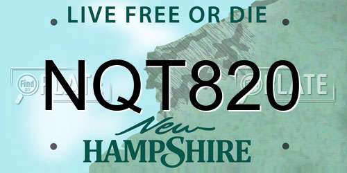 NQT820 New Hampshire License Plate
