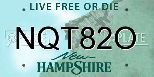 NQT82O New Hampshire License Plate