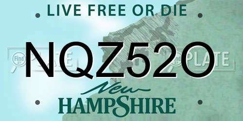 NQZ52O New Hampshire License Plate