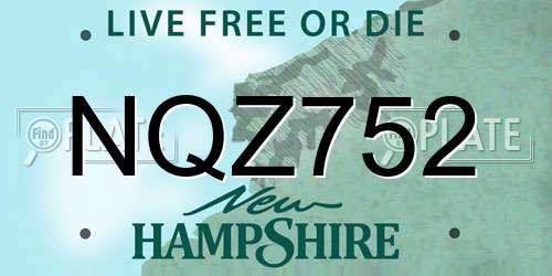 NQZ752 New Hampshire License Plate