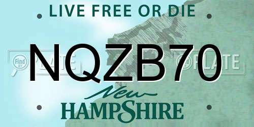 NQZB70 New Hampshire License Plate