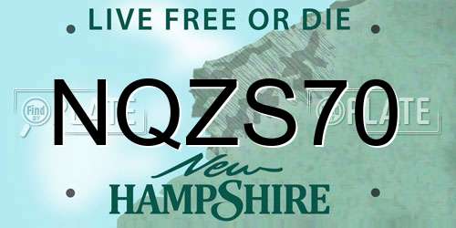 NQZS70 New Hampshire License Plate
