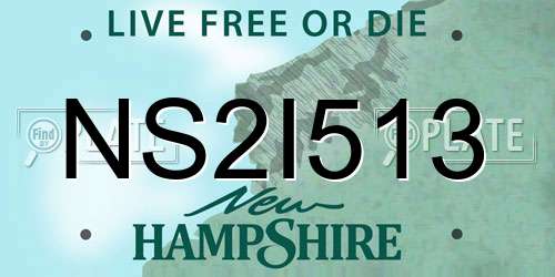 NS2I513 New Hampshire License Plate