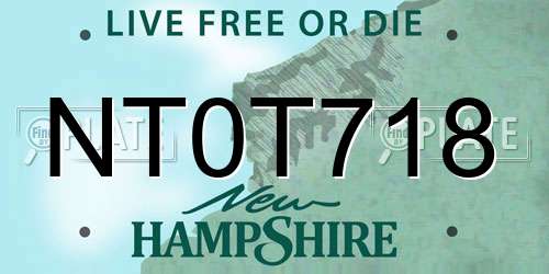 NT0T718 New Hampshire License Plate