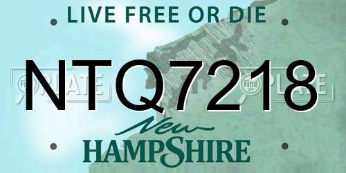 NTQ7218 New Hampshire License Plate