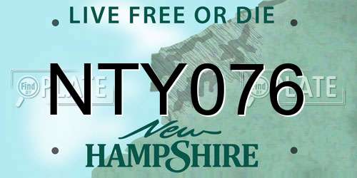 NTY076 New Hampshire License Plate