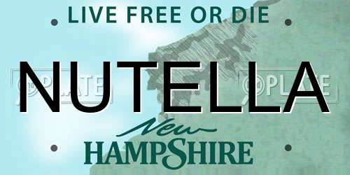 NUTELLA New Hampshire License Plate