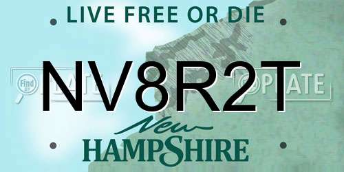 NV8R2T New Hampshire License Plate