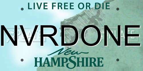 NVRDONE New Hampshire License Plate
