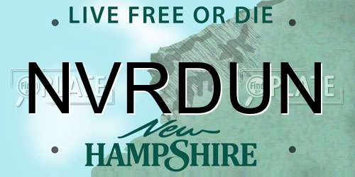 NVRDUN New Hampshire License Plate