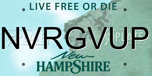 NVRGVUP New Hampshire License Plate