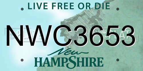 NWC3653 New Hampshire License Plate