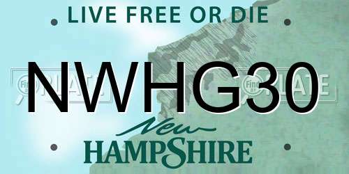 NWHG30 New Hampshire License Plate
