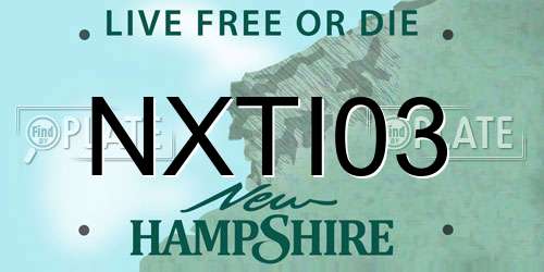 NXTI03 New Hampshire License Plate