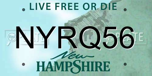 NYRQ56 New Hampshire License Plate