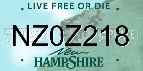 NZ0Z218 New Hampshire License Plate